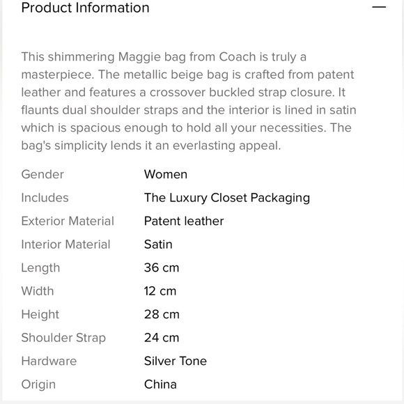 Coach Metallic Biege Shimmering Leather
Maggie Shoulder Bag - Picture 12 of 12